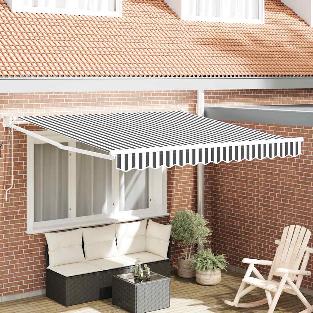 Luifel uittrekbaar 3x2,5 m stof en aluminium antraciet en wit is nu te koop bij PeponiXL, paradijselijk wonen!