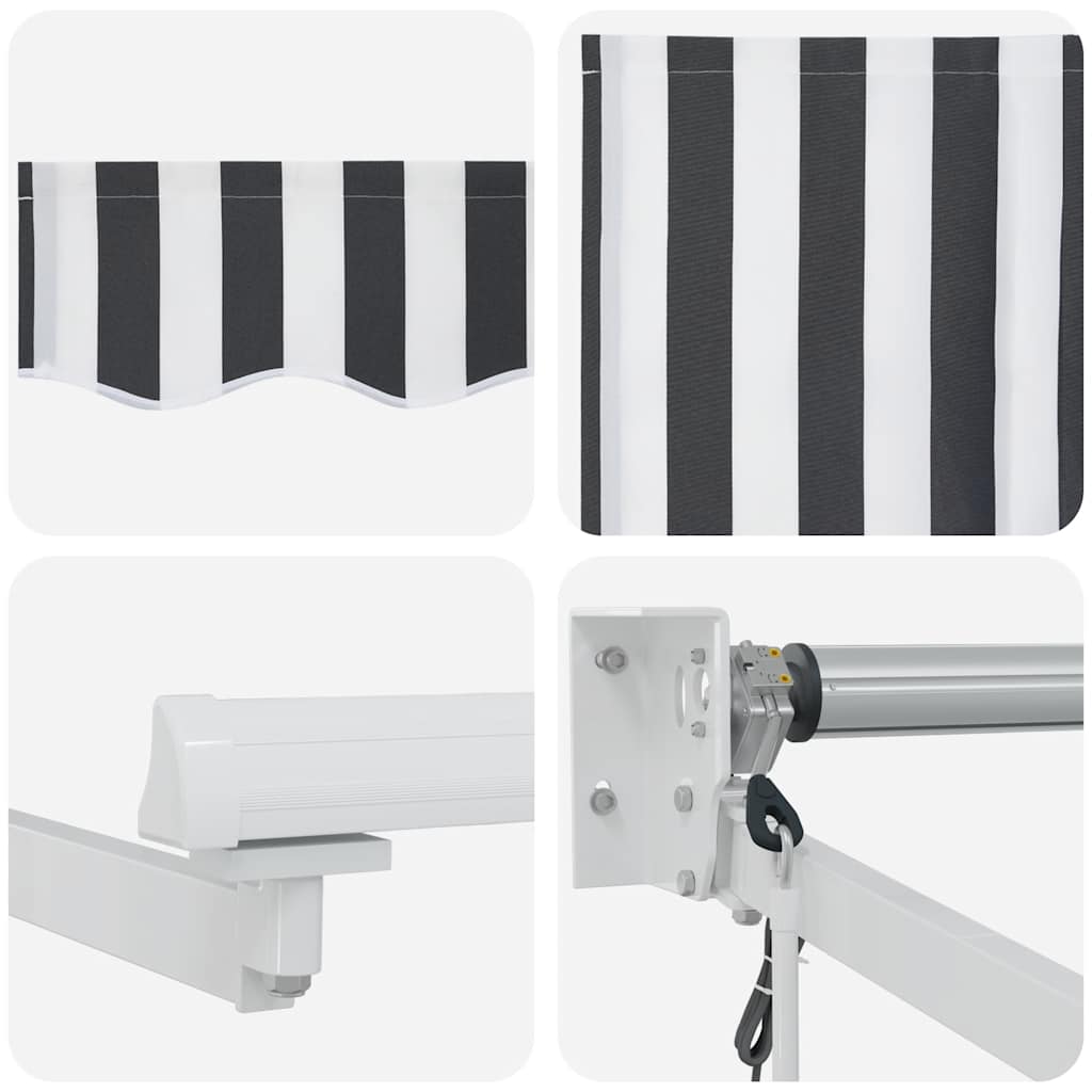 Luifel uittrekbaar 4x3 m stof en aluminium antraciet en wit is nu te koop bij PeponiXL, paradijselijk wonen!
