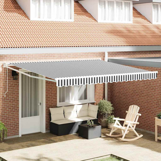 Luifel uittrekbaar 4x3 m stof en aluminium antraciet en wit is nu te koop bij PeponiXL, paradijselijk wonen!