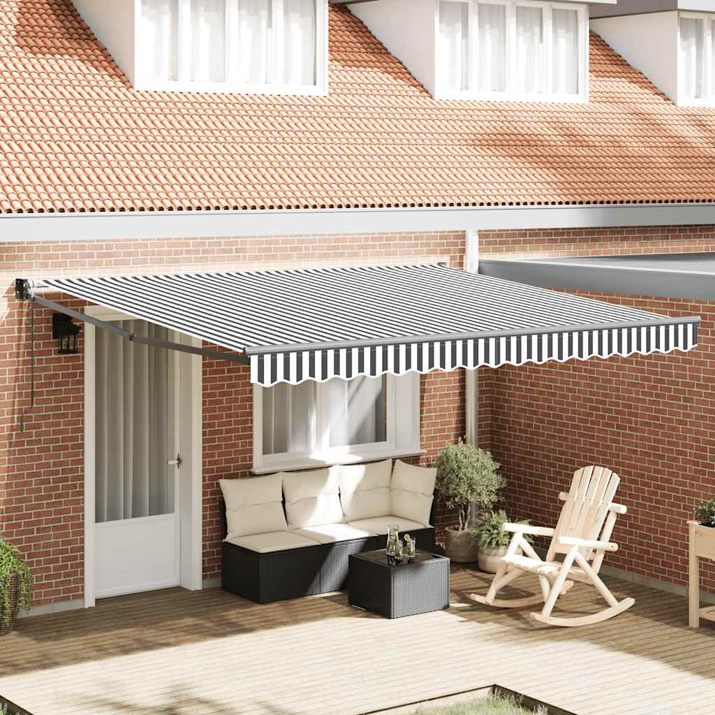 Luifel uittrekbaar 4x3 m stof en aluminium antraciet en wit is nu te koop bij PeponiXL, paradijselijk wonen!