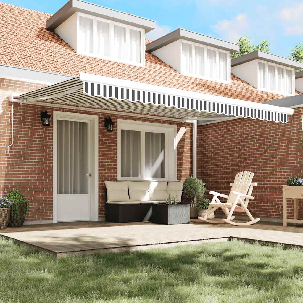 Luifel uittrekbaar 4,5x3 m stof en aluminium antraciet en wit is nu te koop bij PeponiXL, paradijselijk wonen!