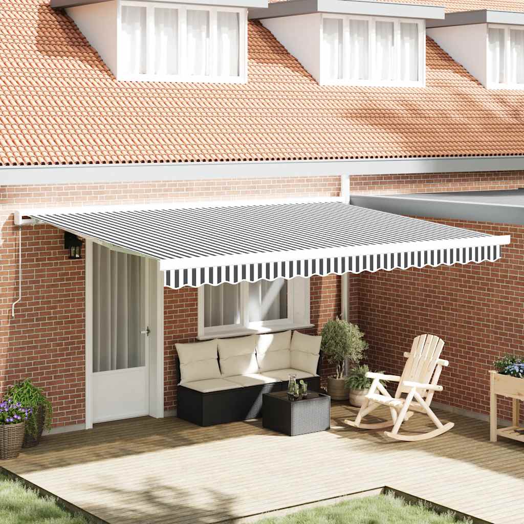 Luifel uittrekbaar 4,5x3 m stof en aluminium antraciet en wit is nu te koop bij PeponiXL, paradijselijk wonen!