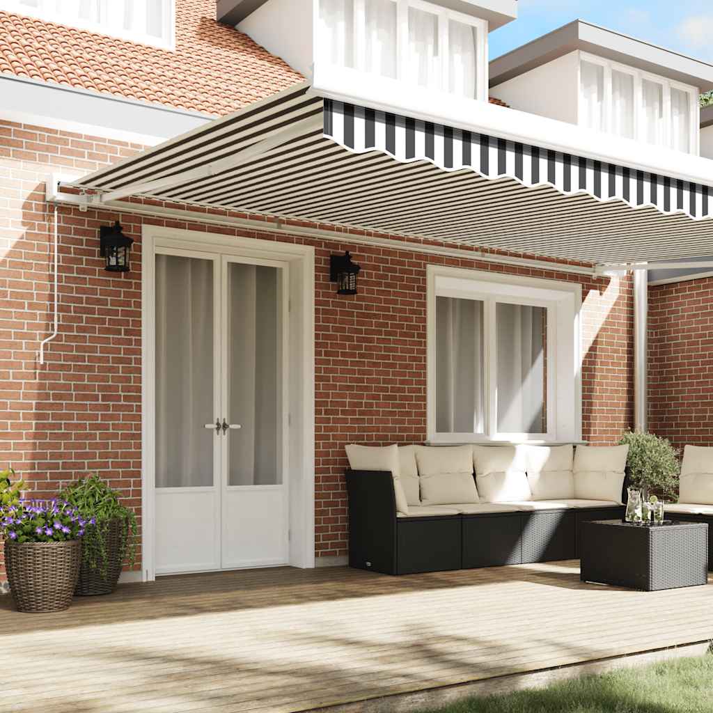 Luifel uittrekbaar 5x3 m stof en aluminium antraciet en wit is nu te koop bij PeponiXL, paradijselijk wonen!