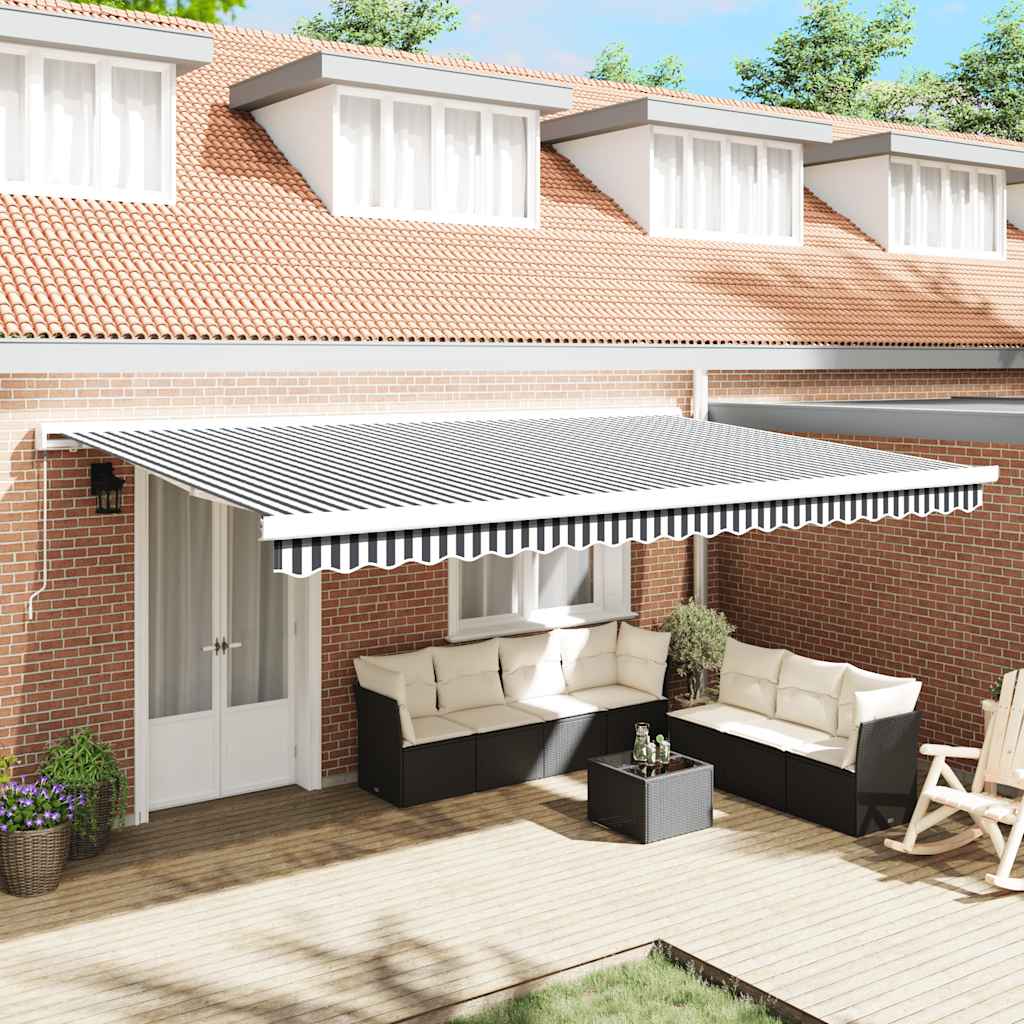 Luifel uittrekbaar 5x3 m stof en aluminium antraciet en wit is nu te koop bij PeponiXL, paradijselijk wonen!