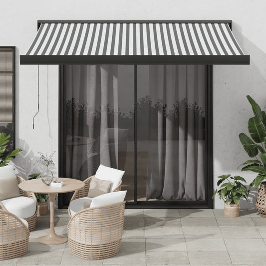 Luifel uittrekbaar 3,5x2,5 m stof en aluminium antraciet en wit is nu te koop bij PeponiXL, paradijselijk wonen!