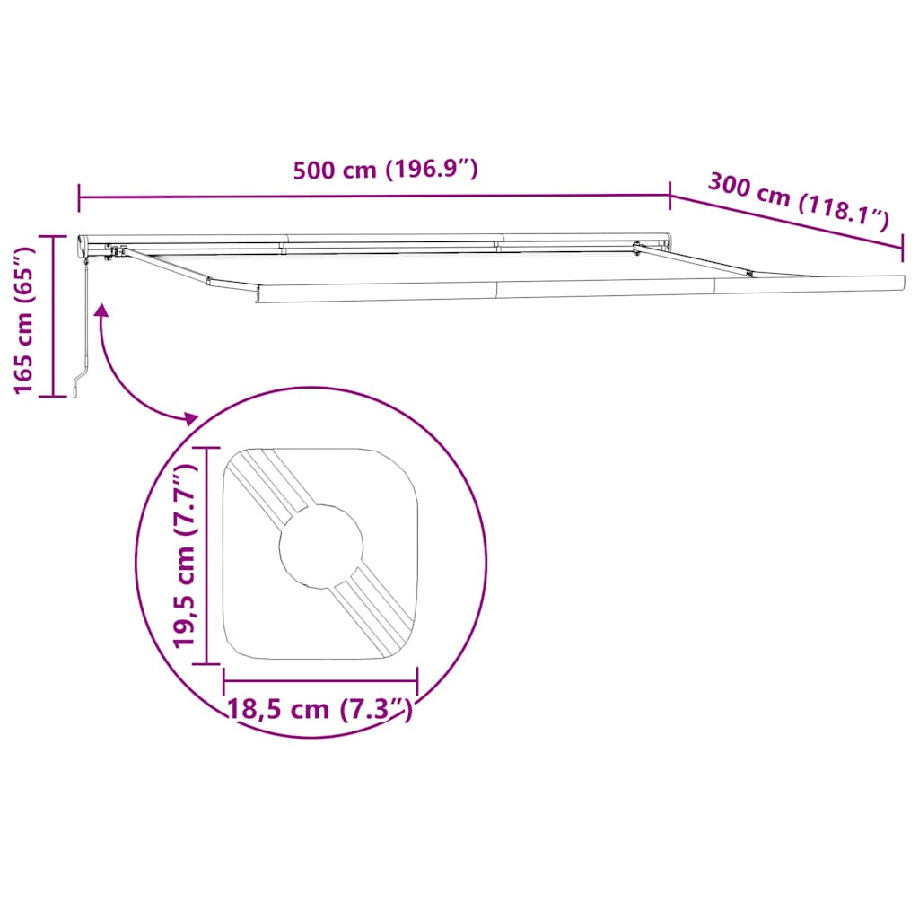 Luifel uittrekbaar 5x3 m stof en aluminium antraciet en wit is nu te koop bij PeponiXL, paradijselijk wonen!