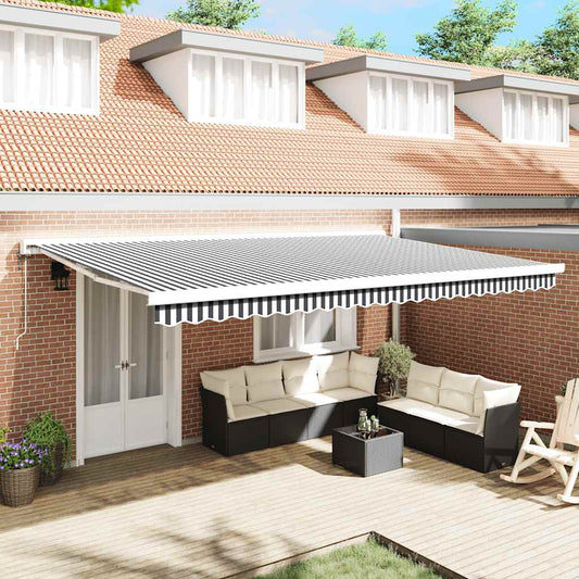 Luifel uittrekbaar 5x3 m stof en aluminium antraciet en wit is nu te koop bij PeponiXL, paradijselijk wonen!