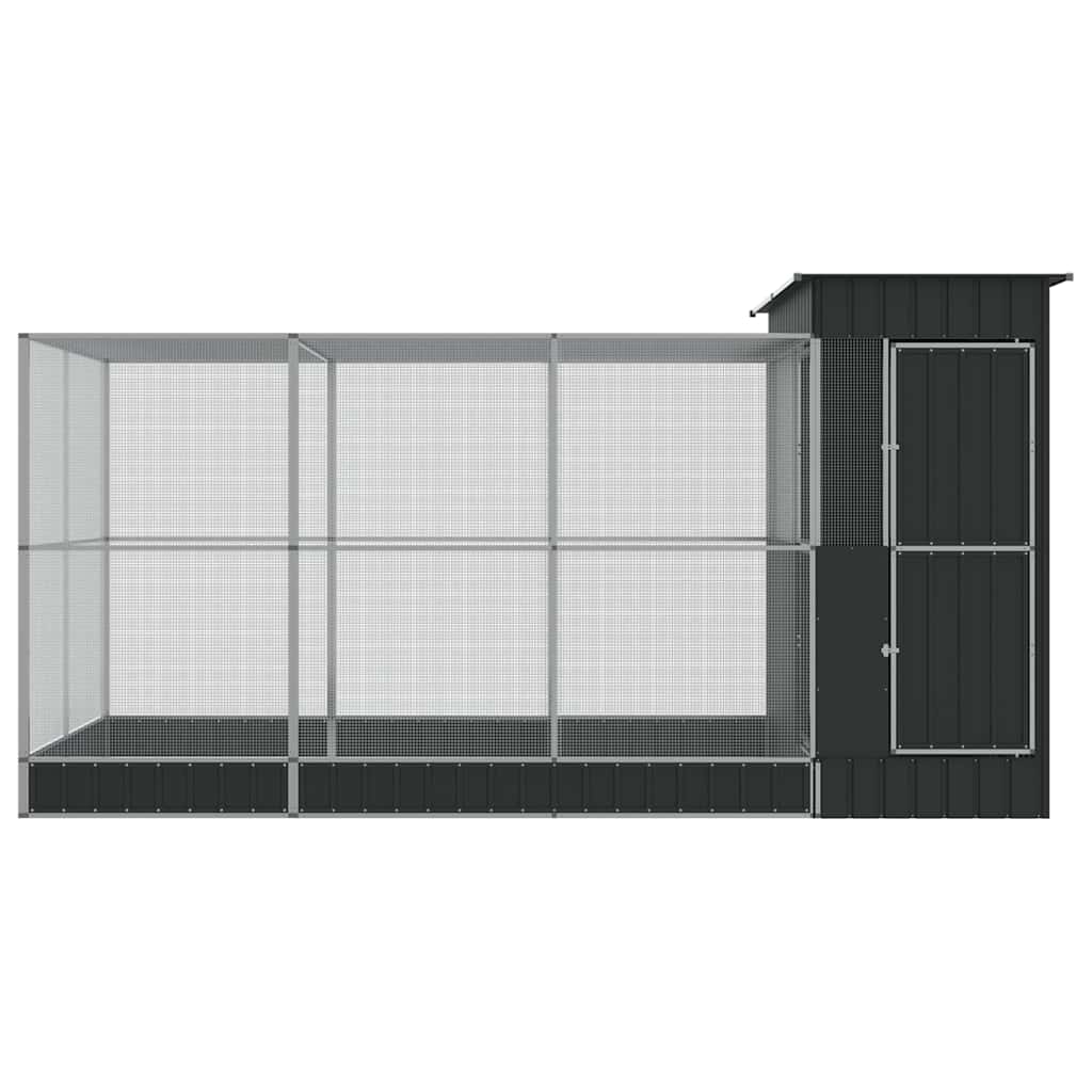 Volière met verlengstuk zilver 416x203x216 cm staal is nu te koop bij PeponiXL, paradijselijk wonen!