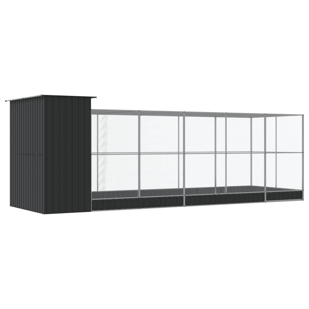 Volière met verlengstuk 623x203x216 cm staal zilverkleurig is nu te koop bij PeponiXL, paradijselijk wonen!