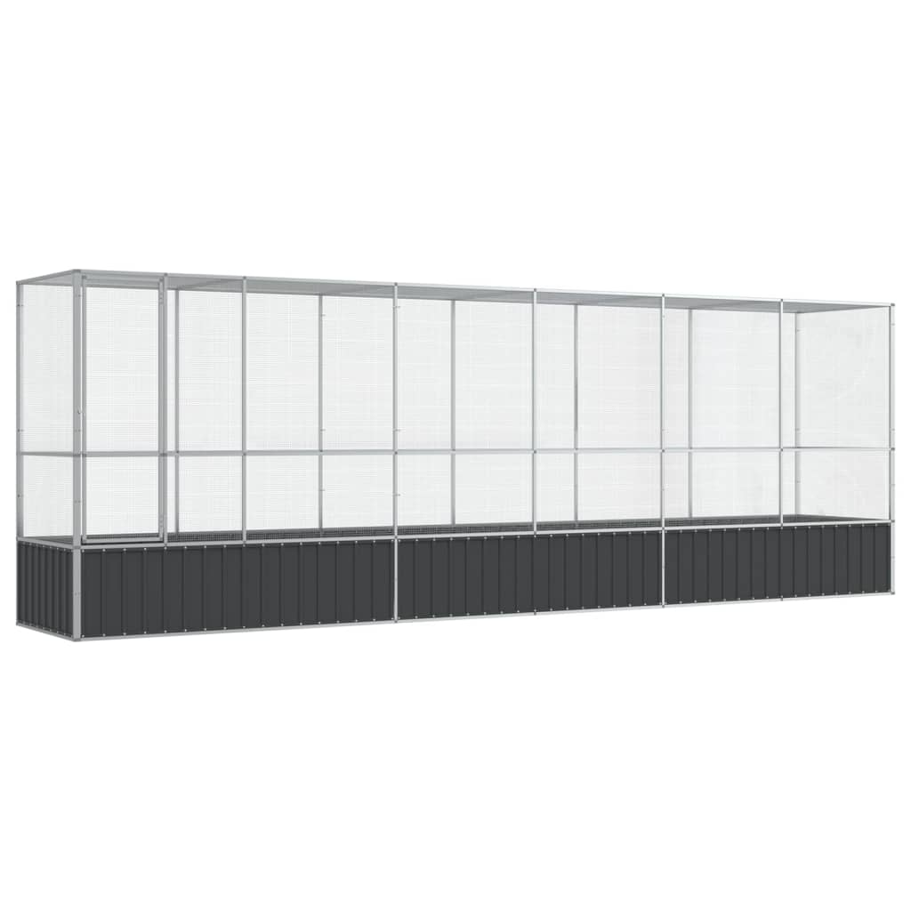 Volière met verlengstuk 626,5x107x212 m staal zilverkleurig is nu te koop bij PeponiXL, paradijselijk wonen!