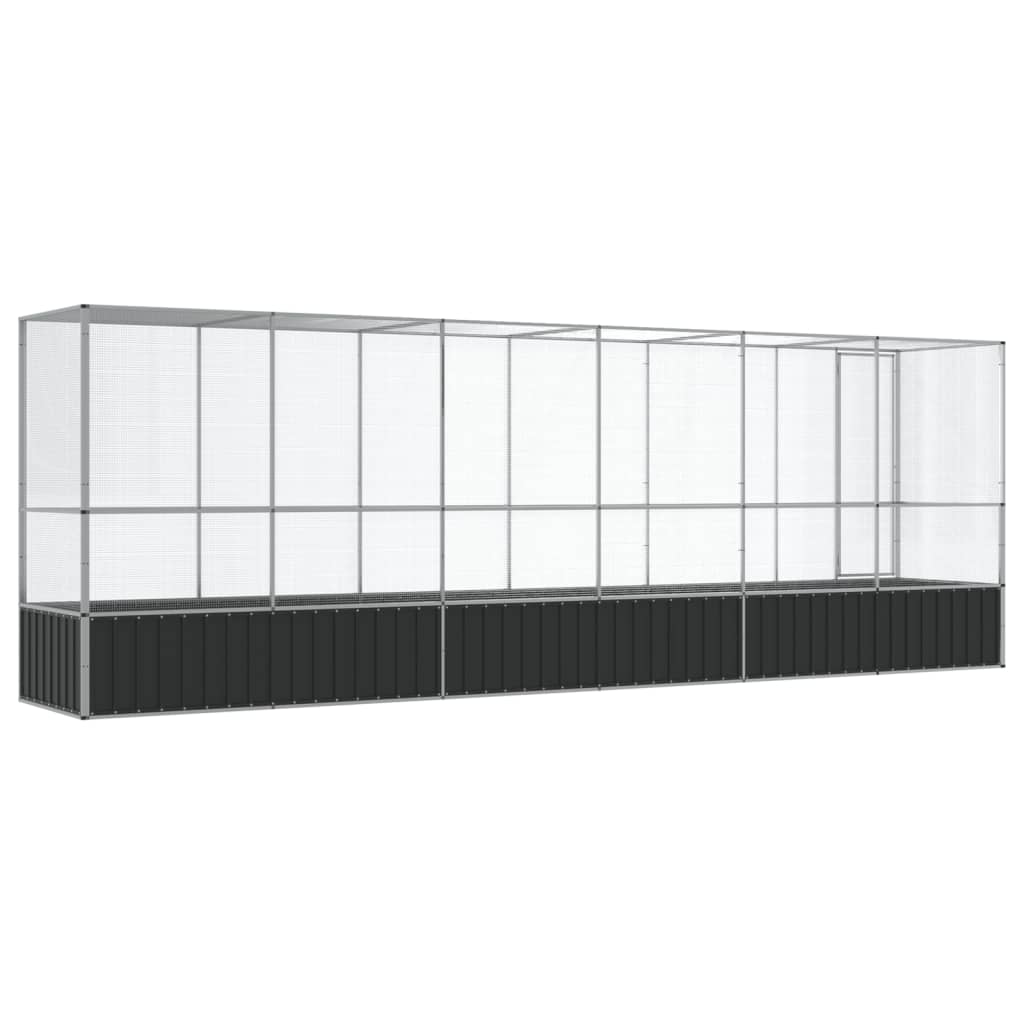 Volière met verlengstuk 626,5x107x212 m staal zilverkleurig is nu te koop bij PeponiXL, paradijselijk wonen!