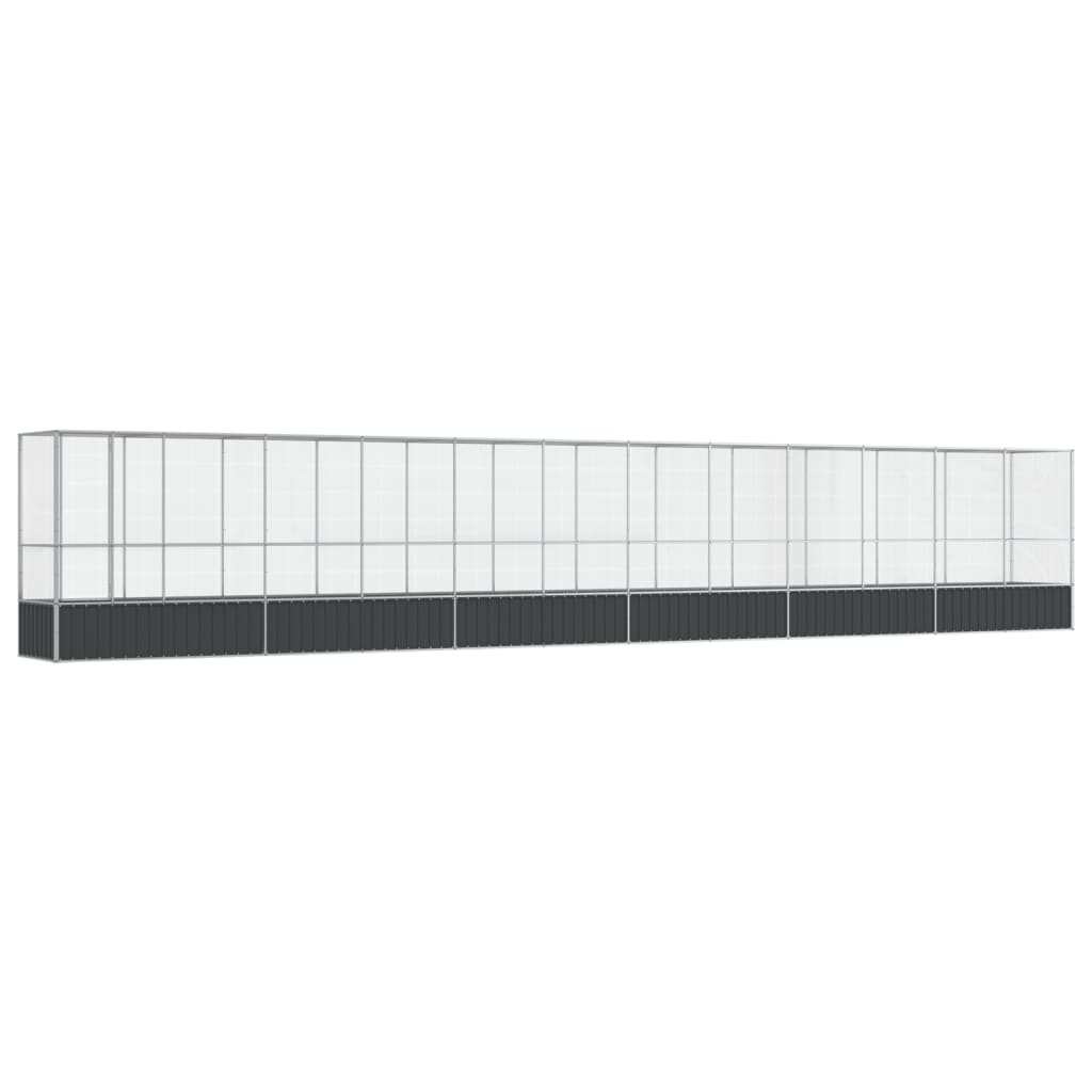 Volière met verlengstuk 1250,5x107x212 m staal zilverkleurig is nu te koop bij PeponiXL, paradijselijk wonen!