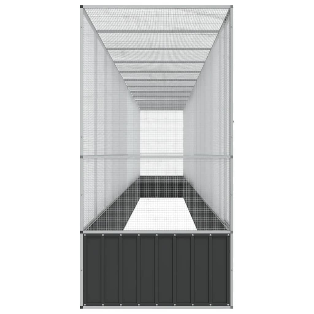 Volière met verlengstuk 1250,5x107x212 m staal zilverkleurig is nu te koop bij PeponiXL, paradijselijk wonen!