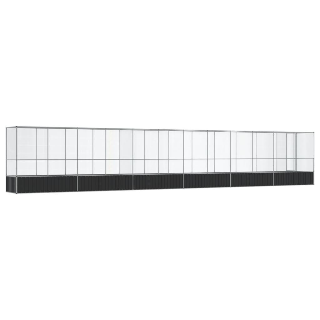 Volière met verlengstuk 1250,5x107x212 m staal zilverkleurig is nu te koop bij PeponiXL, paradijselijk wonen!