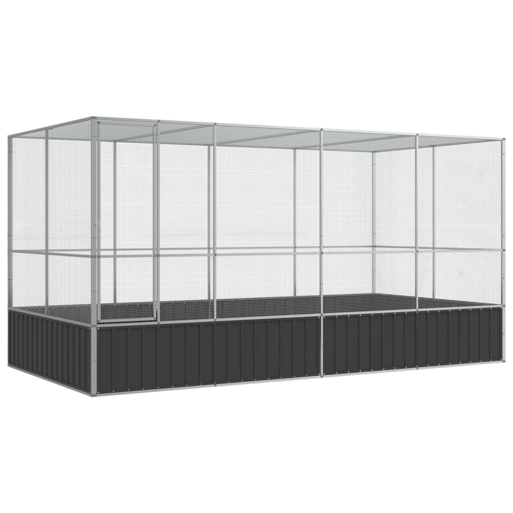 Volière met verlengstuk zilver 418x207x212 cm staal is nu te koop bij PeponiXL, paradijselijk wonen!