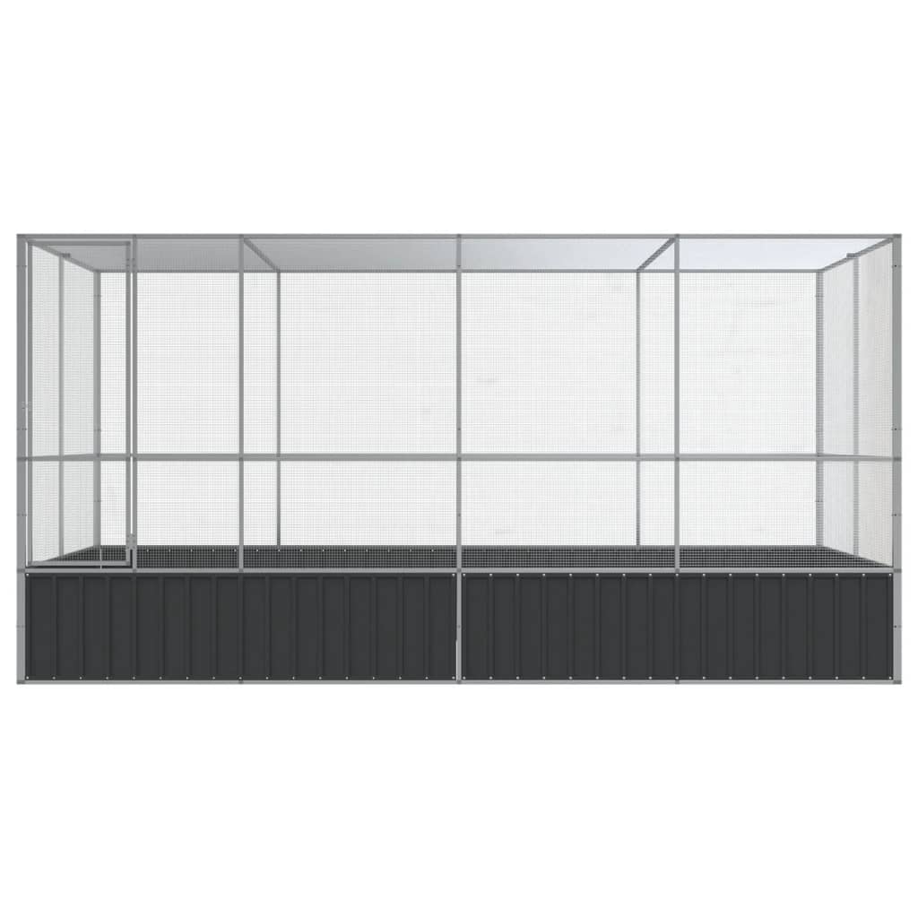 Volière met verlengstuk zilver 418x207x212 cm staal is nu te koop bij PeponiXL, paradijselijk wonen!