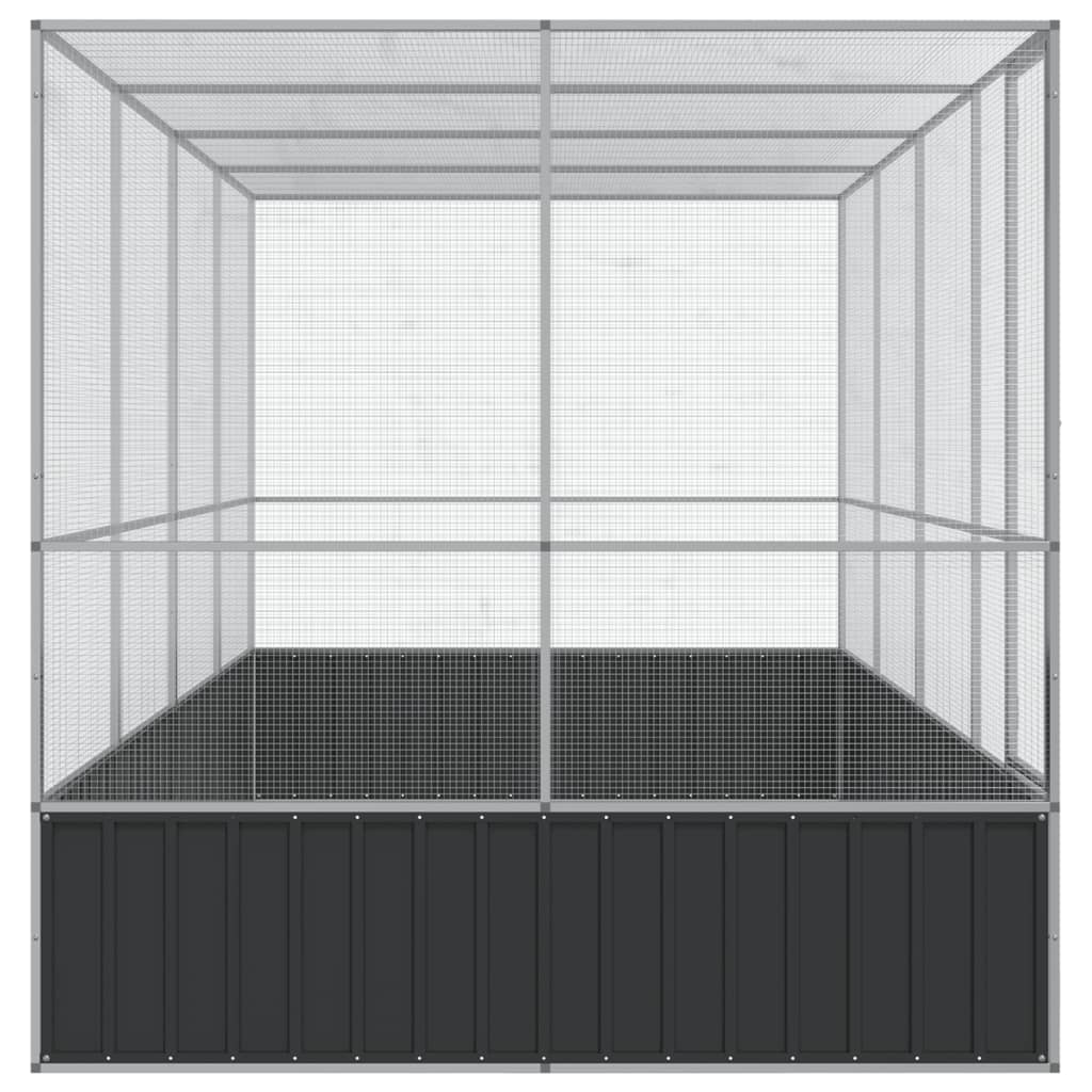 Volière met verlengstuk zilver 418x207x212 cm staal is nu te koop bij PeponiXL, paradijselijk wonen!