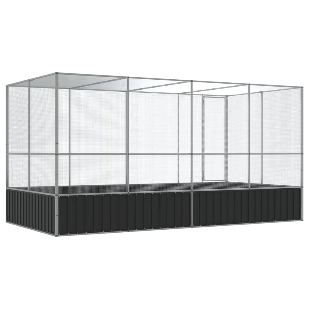 Volière met verlengstuk zilver 418x207x212 cm staal is nu te koop bij PeponiXL, paradijselijk wonen!