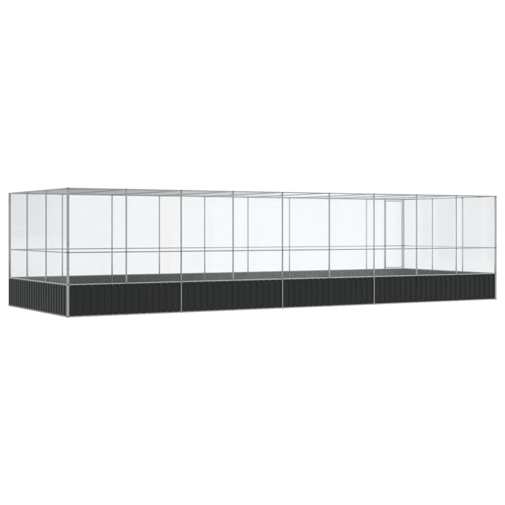 Volière met verlengstuk 932x307x212 m staal zilverkleurig is nu te koop bij PeponiXL, paradijselijk wonen!