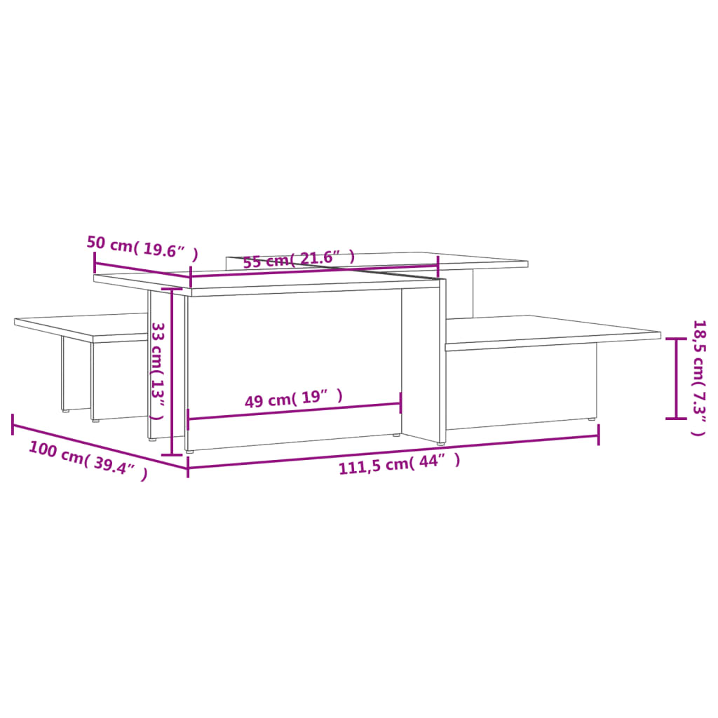 Salontafels 2 st bewerkt hout zwart is nu te koop bij PeponiXL, paradijselijk wonen!