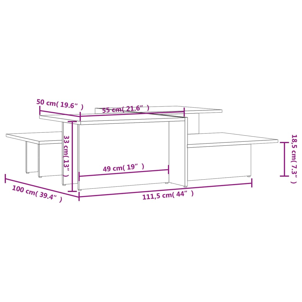 Salontafels 2 st bewerkt hout betongrijs is nu te koop bij PeponiXL, paradijselijk wonen!