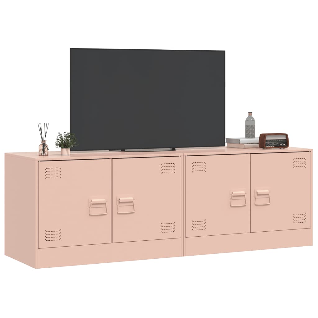 Tv-meubelen 2 st 67x39x44 cm staal roze is nu te koop bij PeponiXL, paradijselijk wonen!