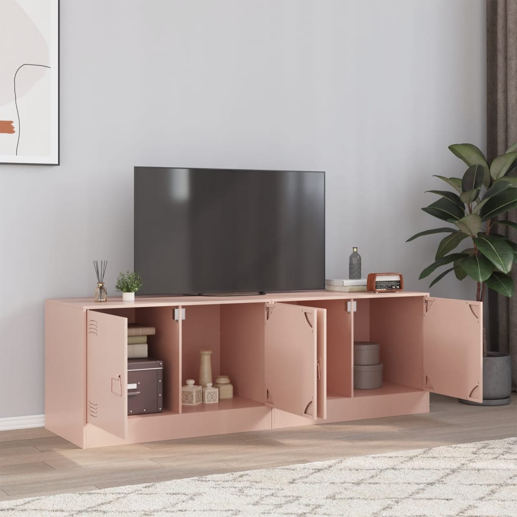 Tv-meubelen 2 st 67x39x44 cm staal roze is nu te koop bij PeponiXL, paradijselijk wonen!
