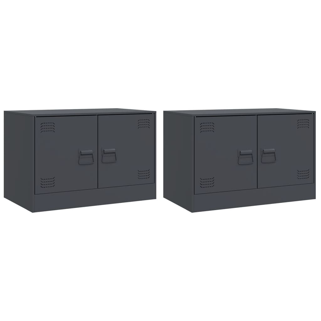 Tv-meubelen 2 st 67x39x44 cm staal antracietkleurig is nu te koop bij PeponiXL, paradijselijk wonen!