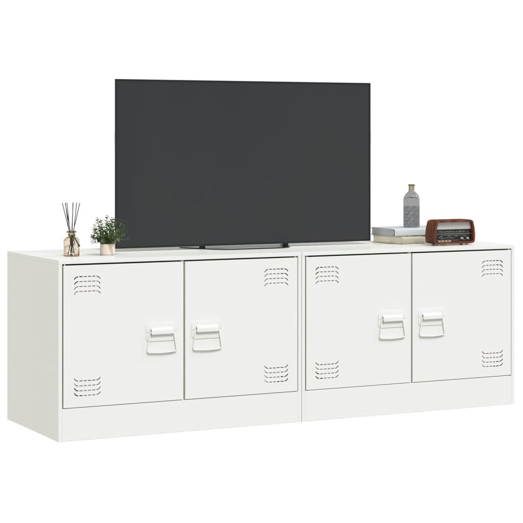 Tv-meubelen 2 st 67x39x44 cm staal wit is nu te koop bij PeponiXL, paradijselijk wonen!