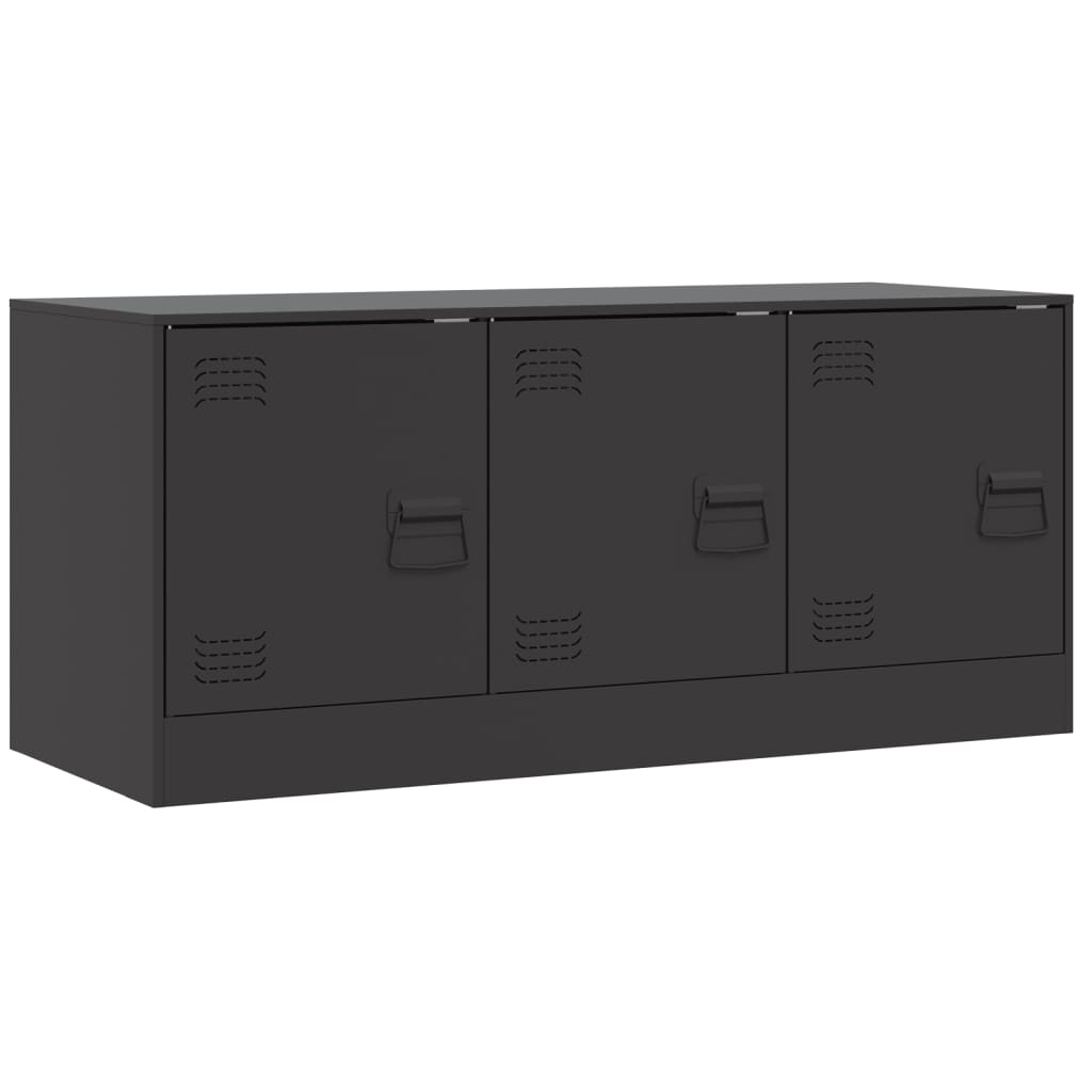 Tv-meubel 99x39x44 cm staal zwart is nu te koop bij PeponiXL, paradijselijk wonen!