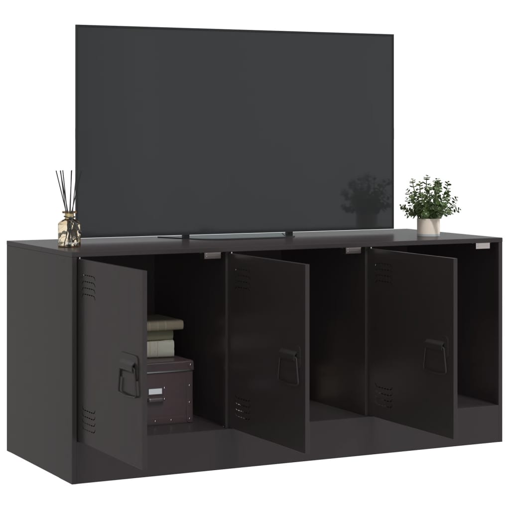 Tv-meubel 99x39x44 cm staal zwart is nu te koop bij PeponiXL, paradijselijk wonen!