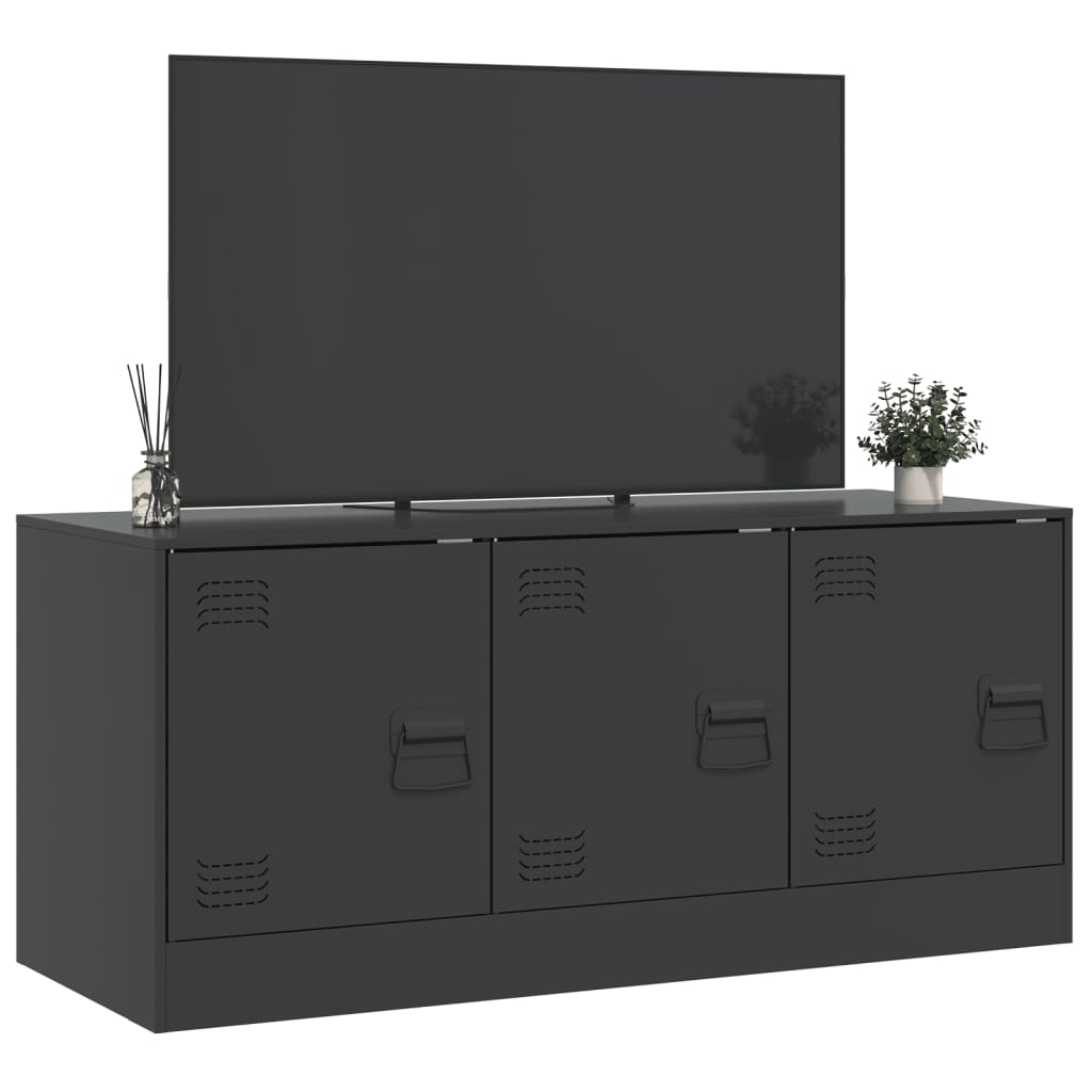 Tv-meubel 99x39x44 cm staal zwart is nu te koop bij PeponiXL, paradijselijk wonen!