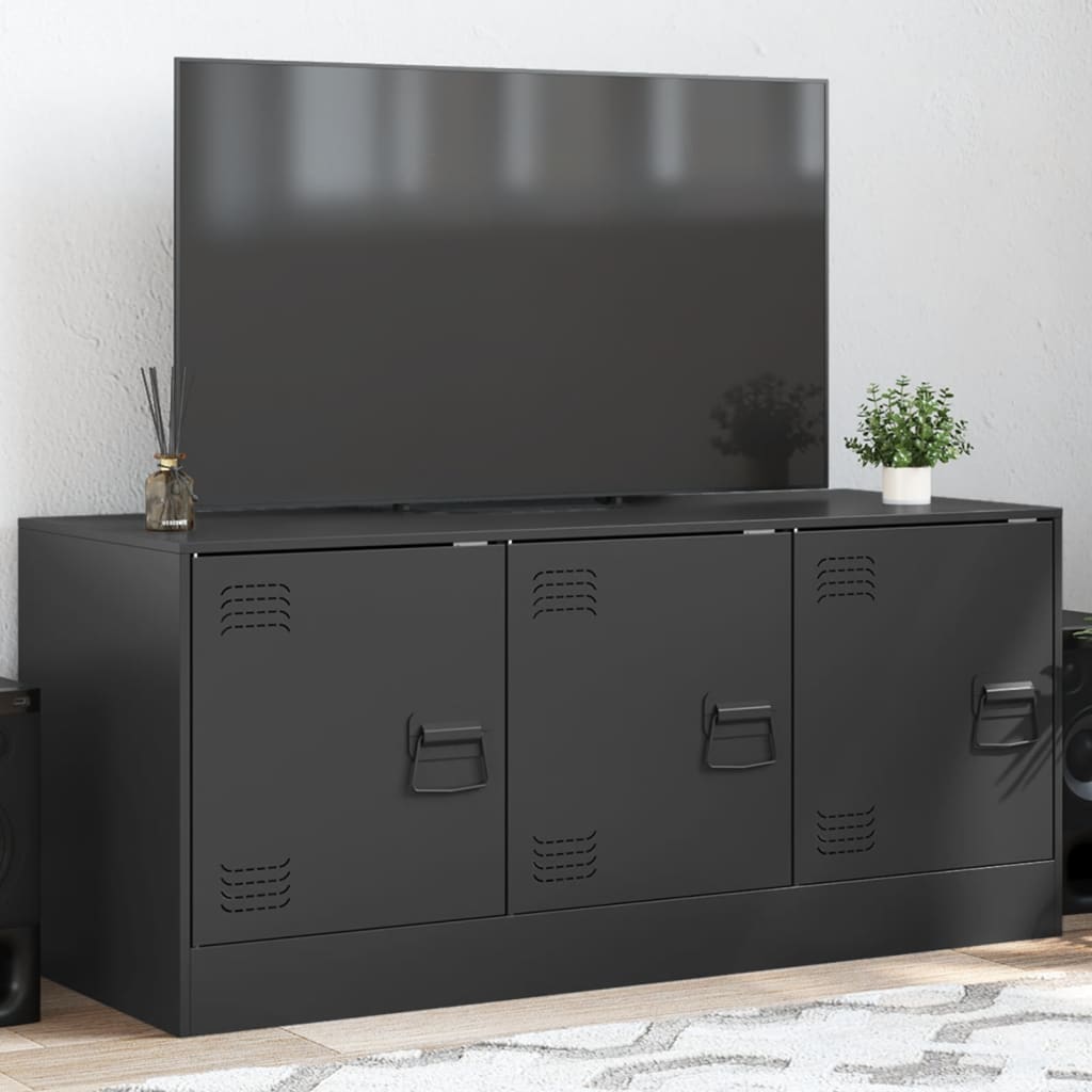 Tv-meubel 99x39x44 cm staal zwart is nu te koop bij PeponiXL, paradijselijk wonen!