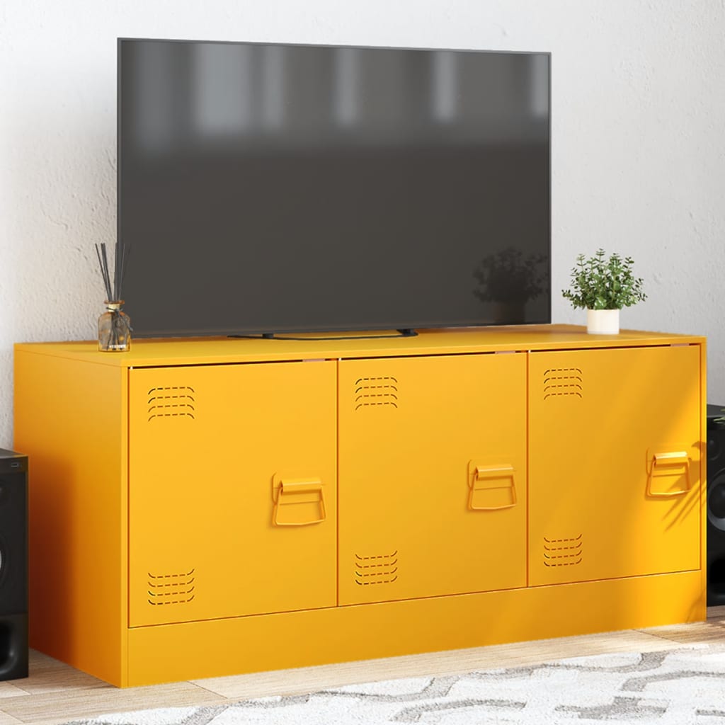 Tv-meubel 99x39x44 cm staal mosterdgeel is nu te koop bij PeponiXL, paradijselijk wonen!