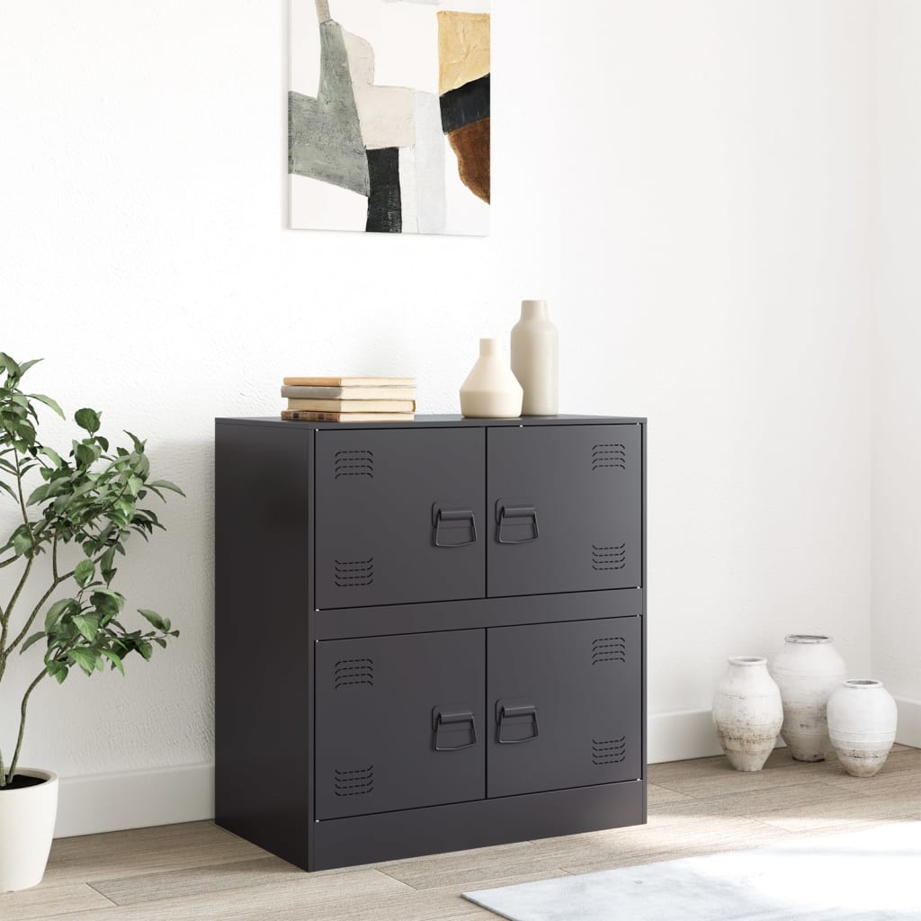 Dressoir 67x39x73 cm staal zwart is nu te koop bij PeponiXL, paradijselijk wonen!