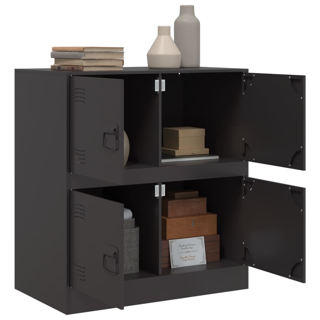 Dressoir 67x39x73 cm staal zwart is nu te koop bij PeponiXL, paradijselijk wonen!