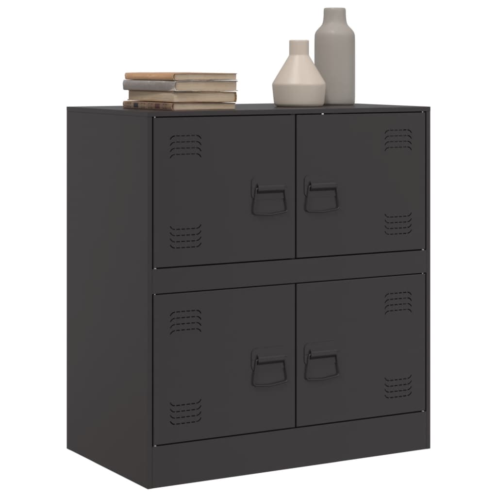 Dressoir 67x39x73 cm staal zwart is nu te koop bij PeponiXL, paradijselijk wonen!