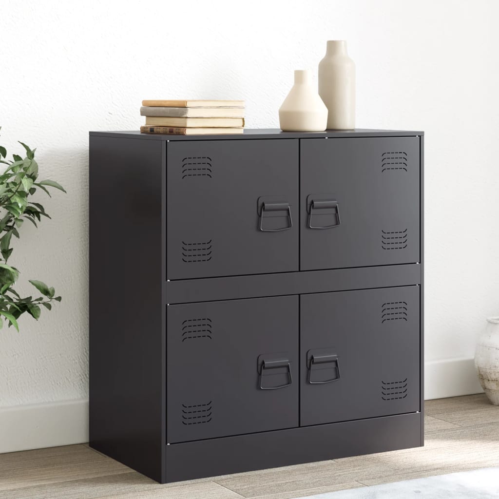 Dressoir 67x39x73 cm staal zwart is nu te koop bij PeponiXL, paradijselijk wonen!