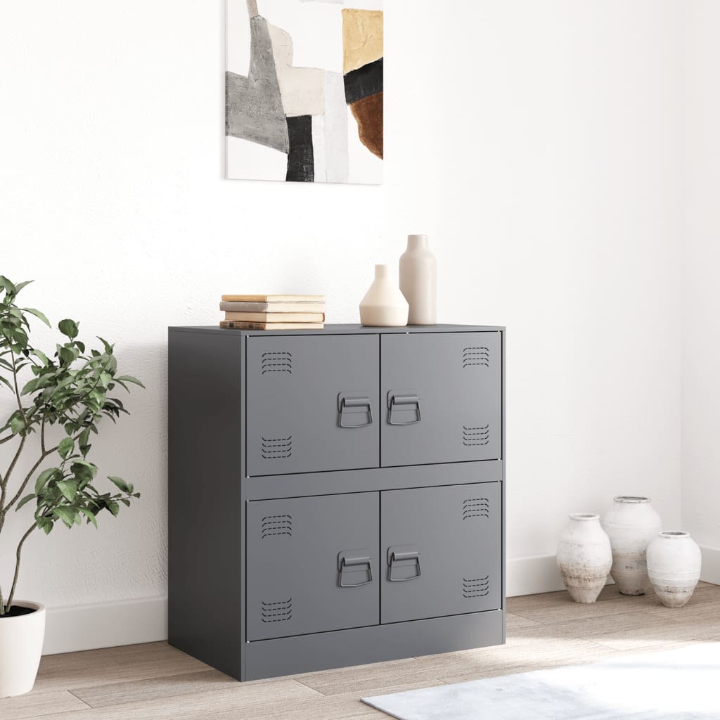 Dressoir 67x39x73 cm staal antracietkleurig is nu te koop bij PeponiXL, paradijselijk wonen!