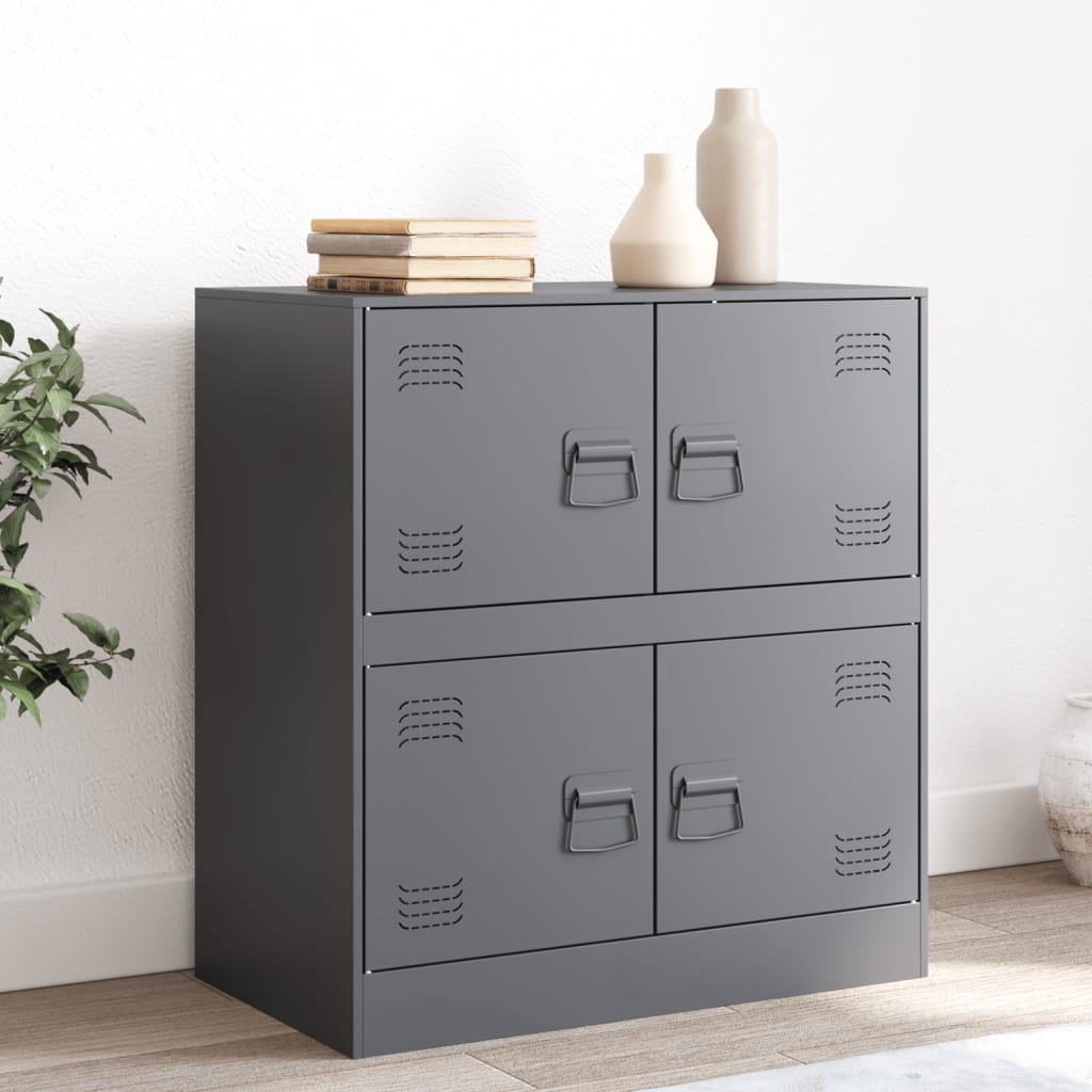 Dressoir 67x39x73 cm staal antracietkleurig is nu te koop bij PeponiXL, paradijselijk wonen!
