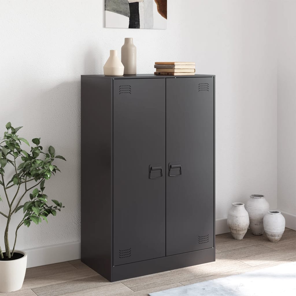 Dressoir 67x39x107 cm staal zwart is nu te koop bij PeponiXL, paradijselijk wonen!