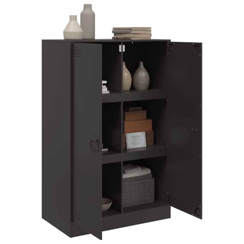 Dressoir 67x39x107 cm staal zwart is nu te koop bij PeponiXL, paradijselijk wonen!
