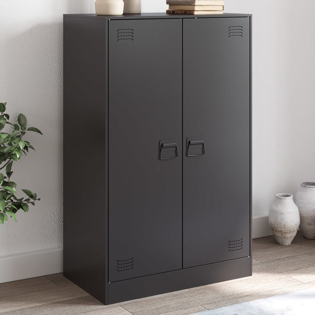 Dressoir 67x39x107 cm staal zwart is nu te koop bij PeponiXL, paradijselijk wonen!