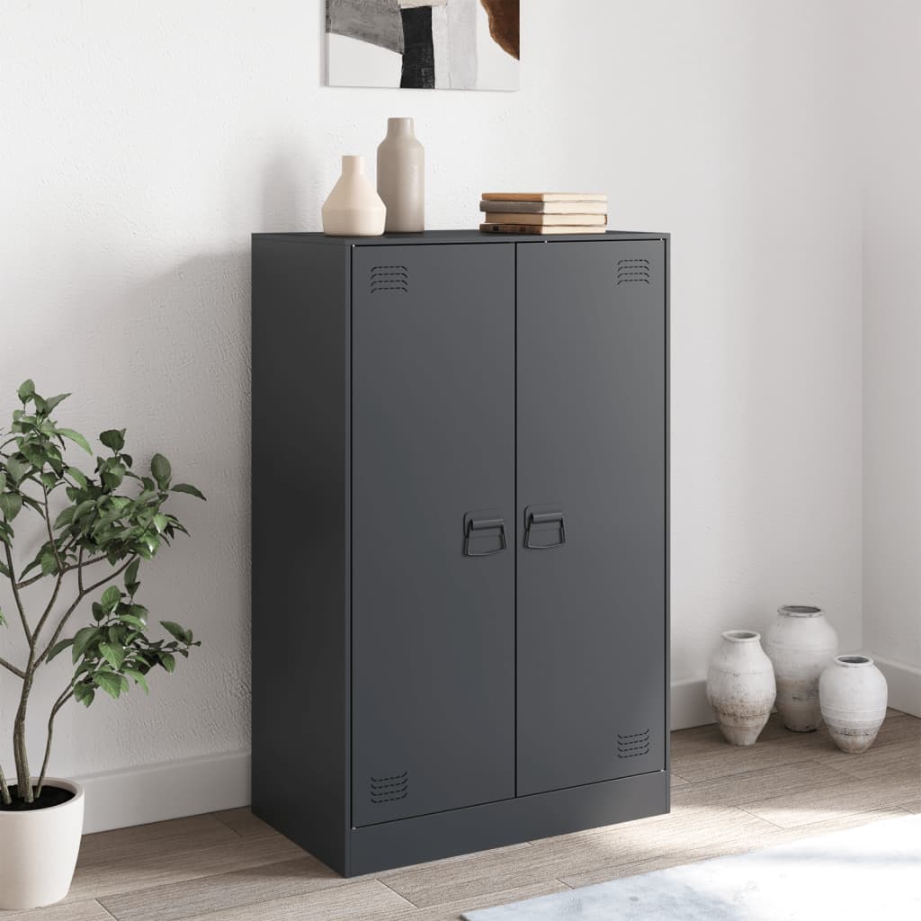 Dressoir 67x39x107 cm staal antracietkleurig is nu te koop bij PeponiXL, paradijselijk wonen!