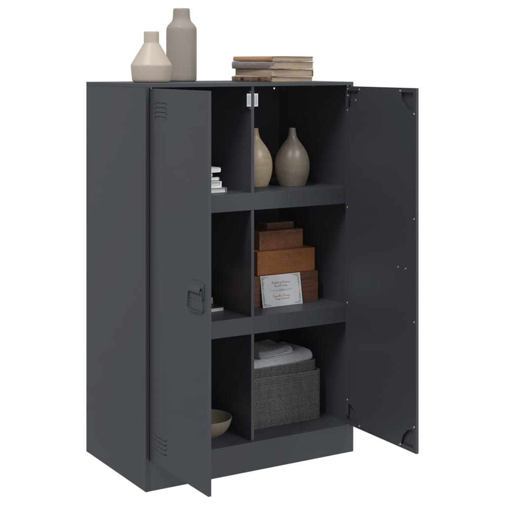 Dressoir 67x39x107 cm staal antracietkleurig is nu te koop bij PeponiXL, paradijselijk wonen!