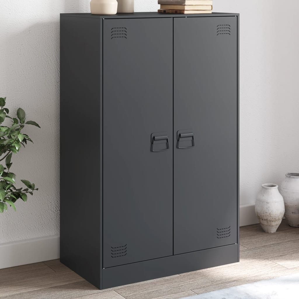 Dressoir 67x39x107 cm staal antracietkleurig is nu te koop bij PeponiXL, paradijselijk wonen!