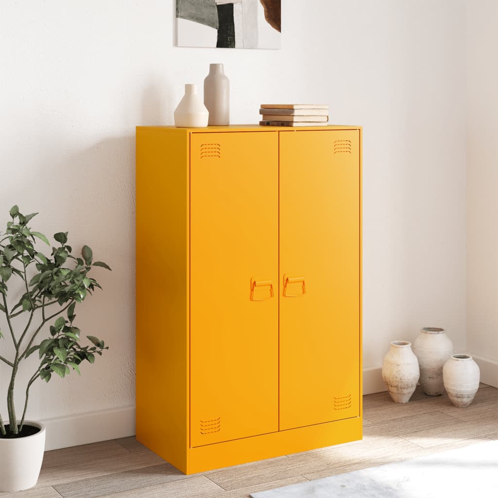 Dressoir 67x39x107 cm staal mosterdgeel is nu te koop bij PeponiXL, paradijselijk wonen!