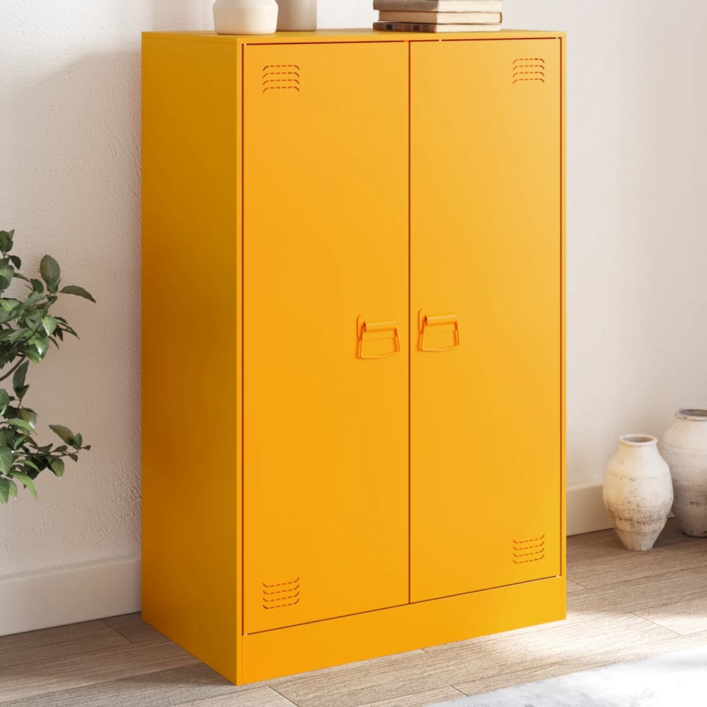 Dressoir 67x39x107 cm staal mosterdgeel is nu te koop bij PeponiXL, paradijselijk wonen!