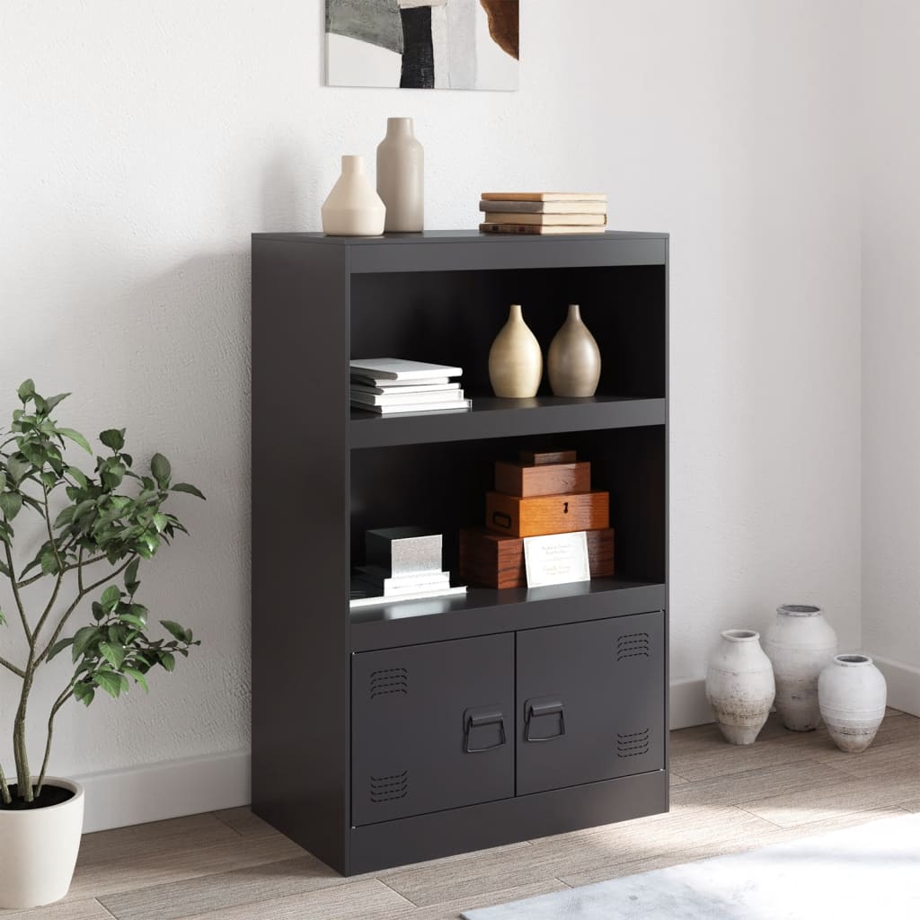 Dressoir 67x39x107 cm staal zwart is nu te koop bij PeponiXL, paradijselijk wonen!