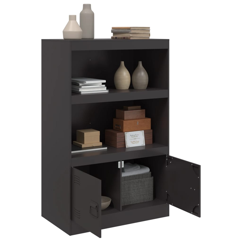Dressoir 67x39x107 cm staal zwart is nu te koop bij PeponiXL, paradijselijk wonen!
